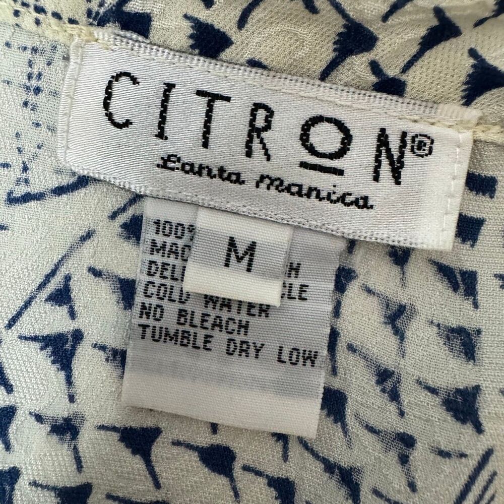 Citron Silk Koi Button Down Top M - Picture 4 of 6